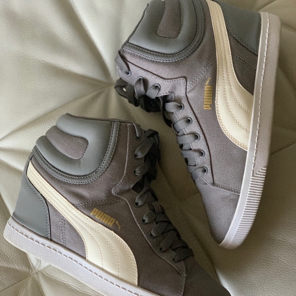 puma high top wedge sneakers